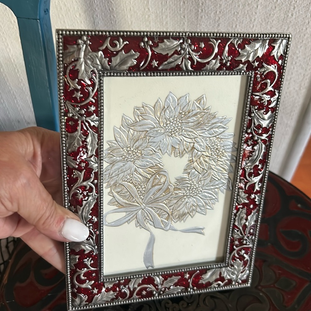 Vintage Framed Christmas Wreath